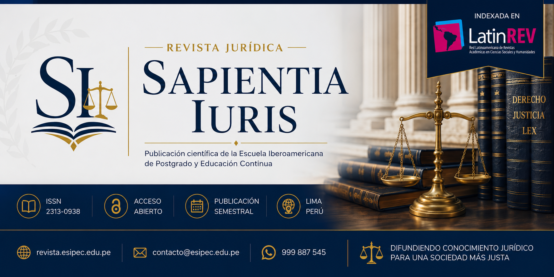 Banner de la Revista Jurídica Sapientia Iuris, ISSN 2313-0938, publicación científica de acceso abierto indexada en LatinREV.